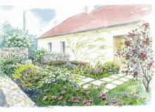 Projekt z jabłonią i krzewami Projekt z jabłonią i krzewami