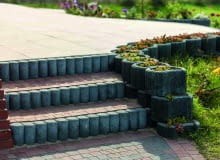 Schodki z kostki brukowej kostka brukowa, schodki w ogrodzie, ścieżki w ogrodzie