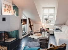 70-metrowe mieszkanie znajduje się na poddaszu pięciopiętrowej kamienicy, wybudowanej w 1882 roku. mieszkanie ze skosami, mieszkanie na poddaszu, jak urządzić mieszkanie ze skosami