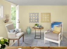 Wnętrza w odcieniu cytrynowym łączenie kolorów, salon, kolor we wnętrzu