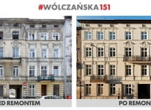 Kamienica przy ul. Wólczańskie 151 wyremontowana w ramach programu "Mia100 Kamienic" - stan przed i po przeprowadzeniu prac Kamienica przy ul. Wólczańskie 151 wyremontowana w ramach programu "Mia100 Kamienic" - stan przed i po przeprowadzeniu prac