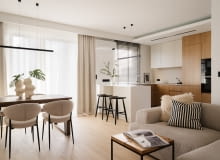 80-metrowy apartament w stylu japandi na warszawskich Siekierkach 80-metrowy apartament w stylu japandi na warszawskich Siekierkach