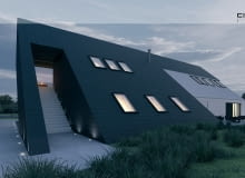 Projekt domu jednorodzinnego pod Poznaniem z garażem na 8 miejsc postojowych Projekt domu jednorodzinnego pod Poznaniem z garażem na 8 miejsc postojowych