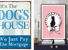 Obrazek, metal, 35 x 26 cm, 56 zł, lawendowykredens.pl. Portret kota - ilustracja A4, 34 zł, atelio.pl