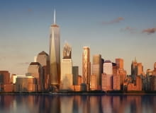 Kompleks World Trade Center pnie się w górę. world trade center, nowy jork, wieżowiec, Santiago Calatrava, David Childs, Norman Foster, Frank Gehry, Fumihiko Maki, Richard Rogers, Daniel Libeskind