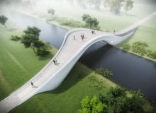 Projekt kładki nad rzeką Ślęzą w ścisłym sąsiedztwie wrocławskiego stadionu Kabarowski Misiura Architekci, konkurs architektoniczny, kładka nad ślęzą, wrocław, euro 2012