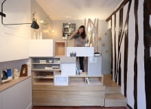 Kawalerka w Paryżu - 12 m kw.; proj. Julie Nabucet Architectures małe mieszkanie, kawalerka, jak urządzić bardzo małe mieszkanie, funkcjonalna kawalerka