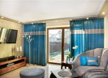 Elegancki salon, urządzony w beżach i szarościach, z czasem zaczął wydawać się domownikom zbyt smutny. Pani domu postanowiła ożywić go kolorem. I rzeczywiście, turkusowe zasłony wraz z kilkoma dodatkami w tej barwie odmieniły atmosferę wnętrza. <BR />OKNA - ZASŁONY. Zasłony uszyto ze sztucznej tafty w odcieniu mocnego turkusu. Aby nie wyglądały zbyt obco w stonowanym wnętrzu, wszyto w nie pasy szarej tkaniny o takiej samej grubości i splocie. Elegancki salon, urządzony w beżach i szarościach, z czasem zaczął wydawać się domownikom zbyt smutny. Pani domu postanowiła ożywić go kolorem. I rzeczywiście, turkusowe zasłony wraz z kilkoma dodatkami w tej barwie odmieniły atmosferę wnętrza. <BR />OKNA - ZASŁONY. Zasłony uszyto ze sztucznej tafty w odcieniu mocnego turkusu. Aby nie wyglądały zbyt obco w stonowanym wnętrzu, wszyto w nie pasy szarej tkaniny o takiej samej grubości i splocie.