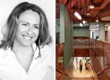 Z lewej: Anna Branicka; Z prawej: biuro firmy Bayer w Olivia Centre Z lewej: Anna Branicka; Z prawej: biuro firmy Bayer w Olivia Centre