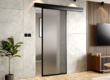 DRZWI PRZESUWNE SYSTEM 65 ALUMINIUM CZARNE SATYNA DRZWI PRZESUWNE SYSTEM 65 ALUMINIUM CZARNE SATYNA