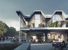 Projekt koncepcyjny pawilonu Emilia po przeniesieniu obiektu na skraj Parku Świętokrzyskiego