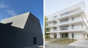 Fot. z lewej: Gambit Office w Gliwicach. Proj. KWK Promes; Fot. z prawej: Promenada we Władysławowie. Proj. ARCHMONDO