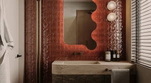 Czerwony kolor w łazience