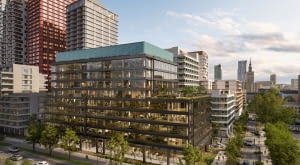 Towarowa22 -widok na biurowiec i apartamentowiec od ul. Towarowej