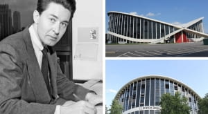 Z lewej: Macej Nowicki; Z prawej: Dorton Arena, proj. Maciej Nowicki