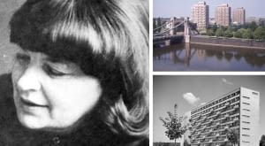 Z lewej: Jawiga Grabowska-Hawrylak; Z prawej u góry: osiedle "Manhattan", Z prawej na dole: Dom Naukowca przy placu Grunwaldzkim