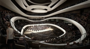 Sinfonia Varsovia - wizualizacja sali koncertowej. Proj. Atelier Thomas Pucher