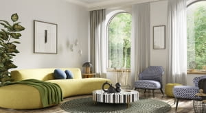 Mieszkanie z żółto-niebieskimi dodatkami