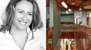 Z lewej: Anna Branicka; Z prawej: biuro firmy Bayer w Olivia Centre