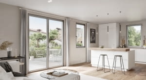 Nowoczesne wnętrze z oknami Schüco AW CT 72