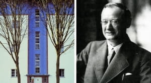 Z lewej: Osiedle-Podkowa (Hufeisensiedlung) w Britz, z lat 1925-1930, projektu Brunona Tauta; Z prawej: Bruno Tatu