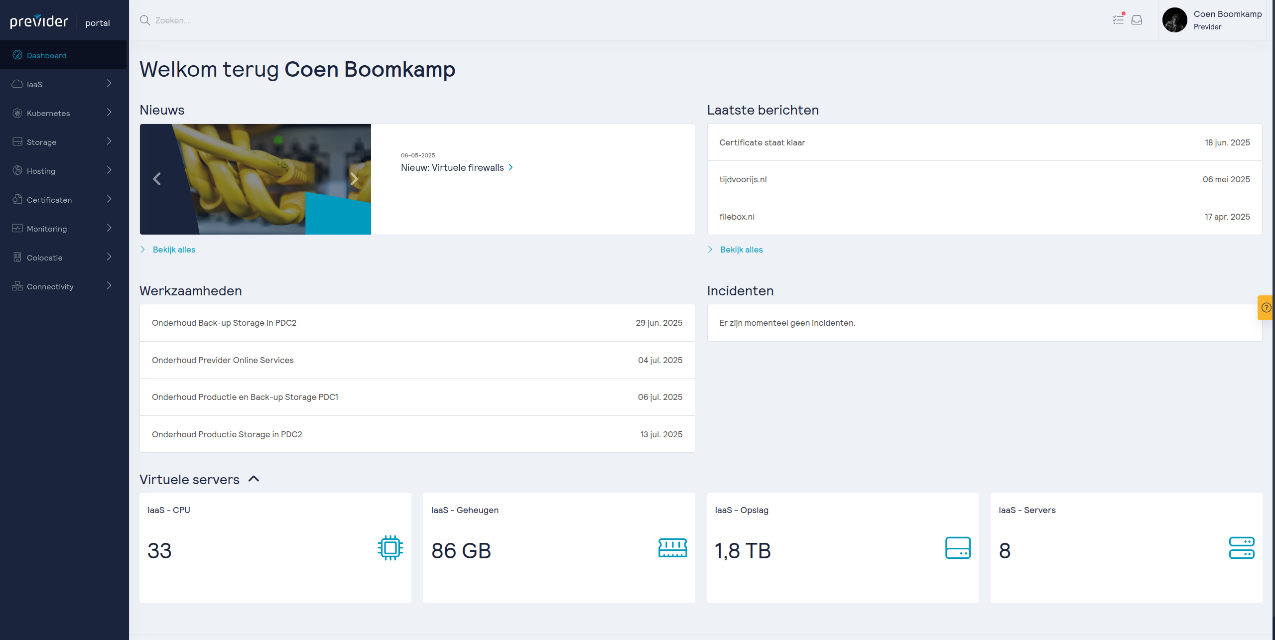Infrastructure as a Service: Dashboard