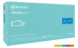 MERCATOR nitrylex green 100 szt. rękawice diagnostyczne i ochronne, nitrylowe, bezpudrowe, zielone, biodegradowalne