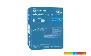 MERCATOR nitrylex one by one 200 szt. rękawice diagnostyczne i ochronne, nitrylowe, bezpudrowe, niebieskie