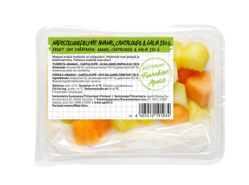 Apetit Tuorekset Naposteluhedelmät: Ananas, cantaloupe & galia 130 g