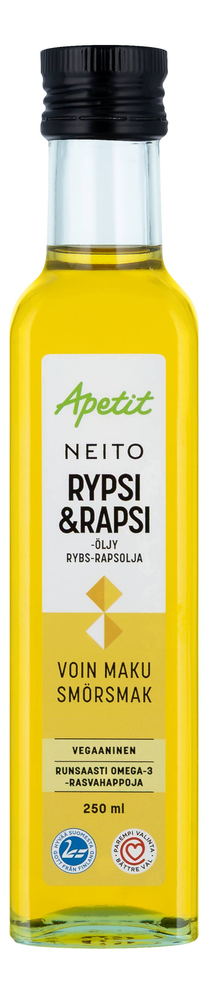 Apetit Neito Puristettu voinmakuinen rypsi-&rapsiöljy 250 ml