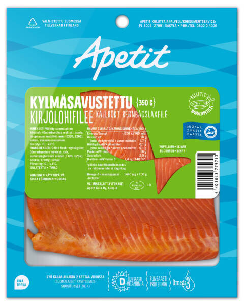 Apetit Kylmäsavustettu kirjolohifilee 150 g
