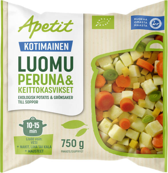 Apetit Kotimainen Luomu peruna & keittokasvis pakaste 750g