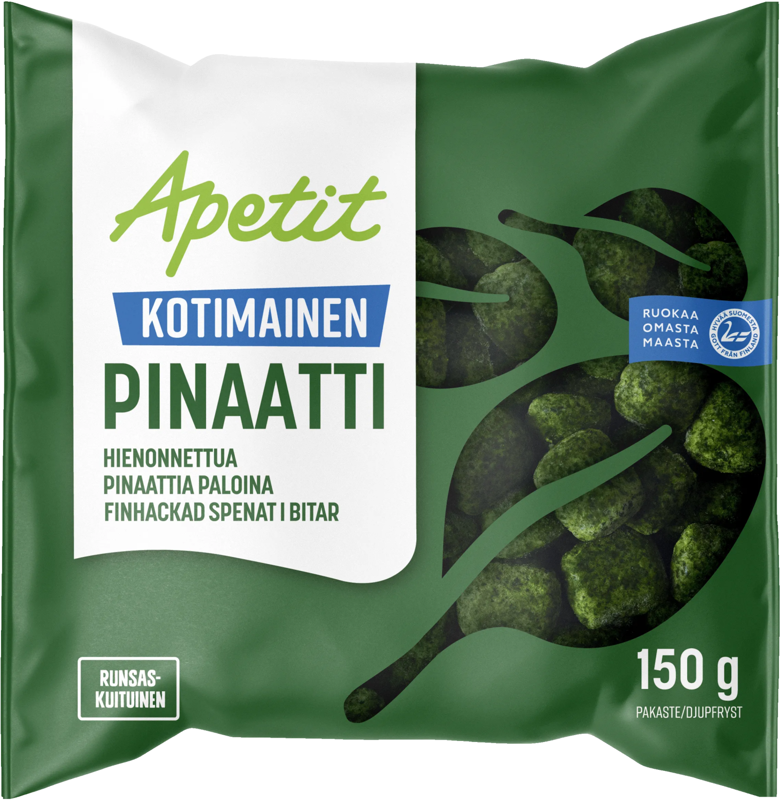 Apetit Kotimainen Hienonnettu pinaatti paloina pakaste 150g