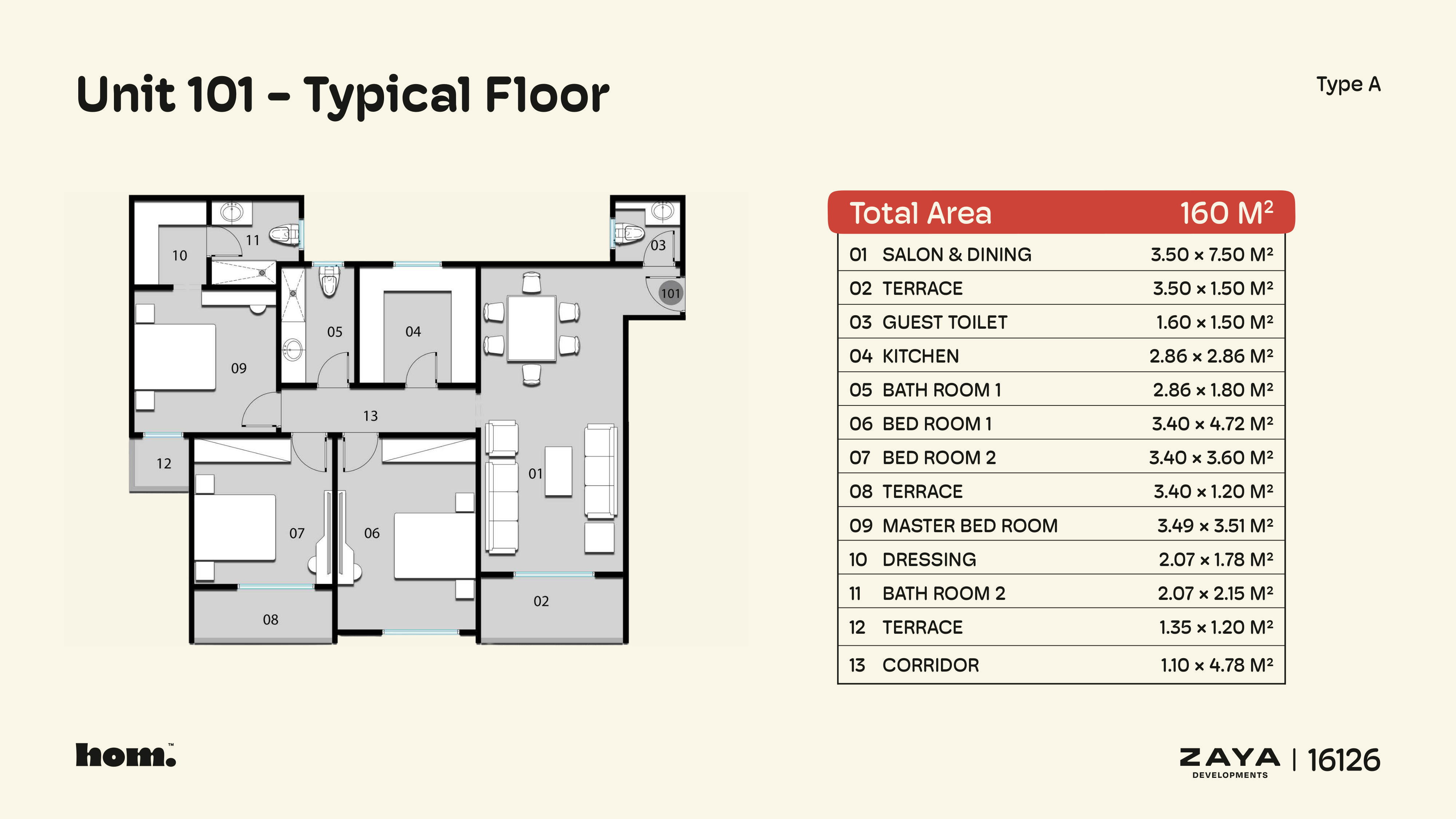 Floor plan for apartment at HOM