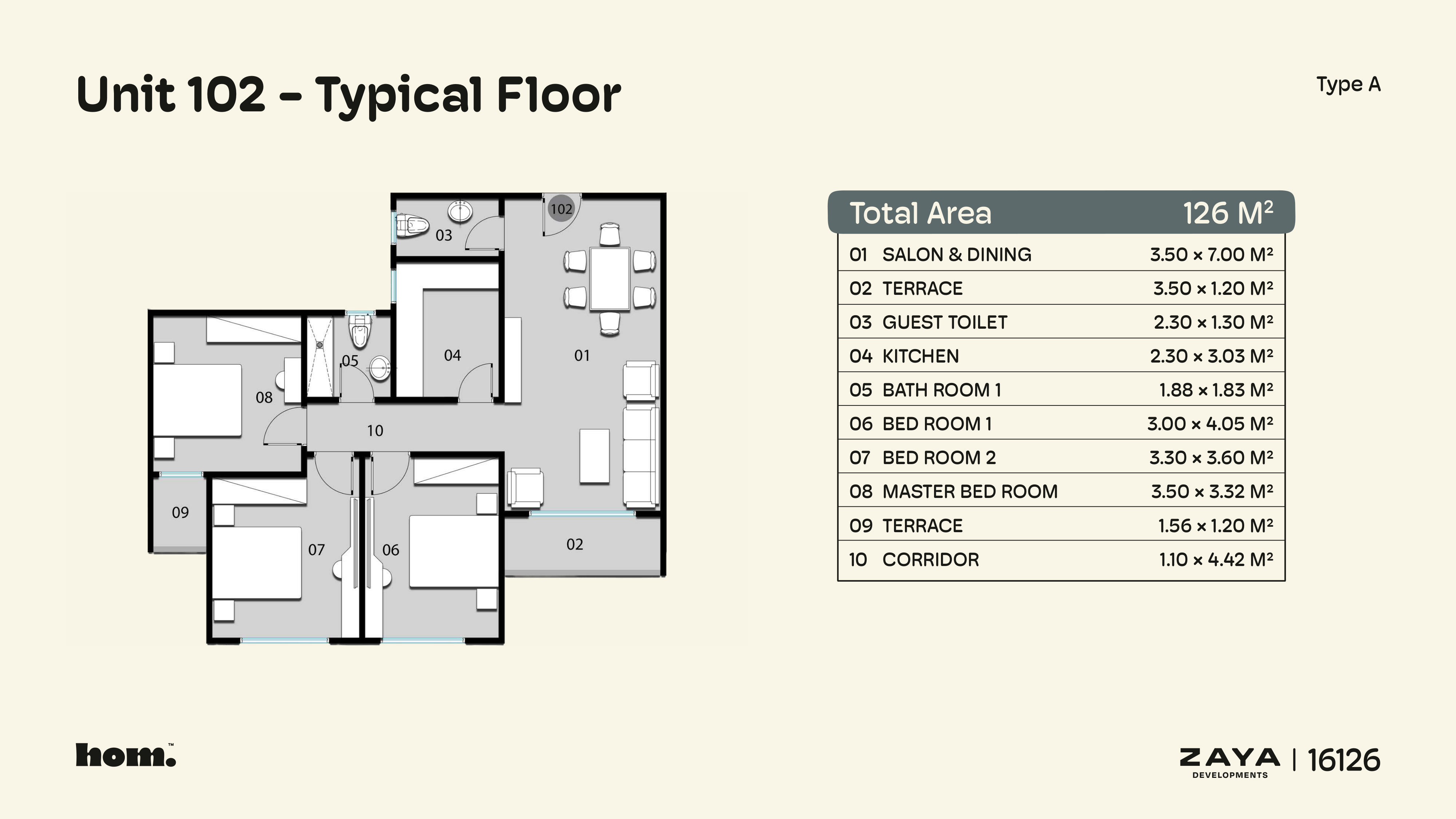 Floor plan for apartment at HOM