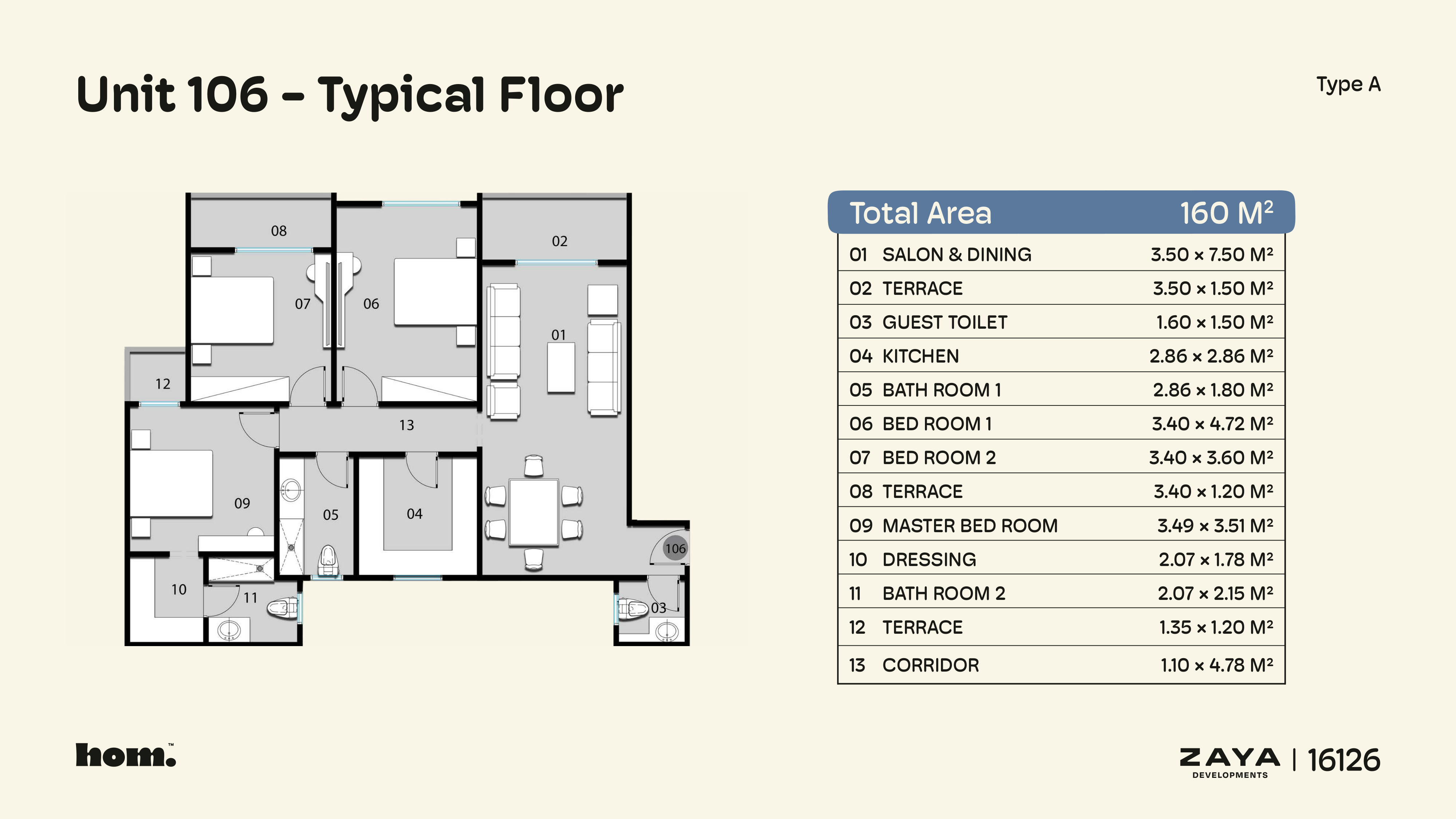 Floor plan for apartment at HOM