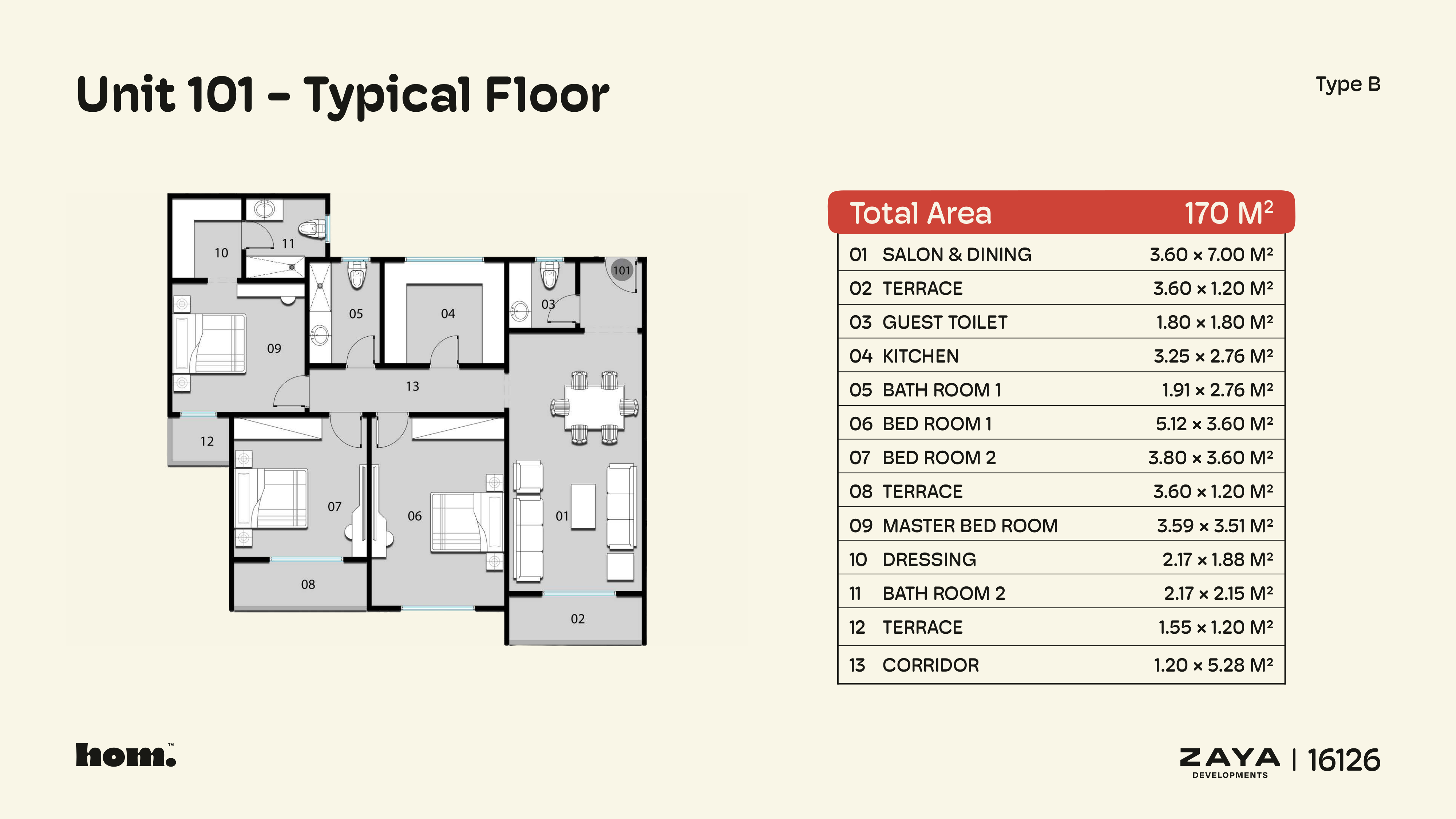 Floor plan for apartment at HOM