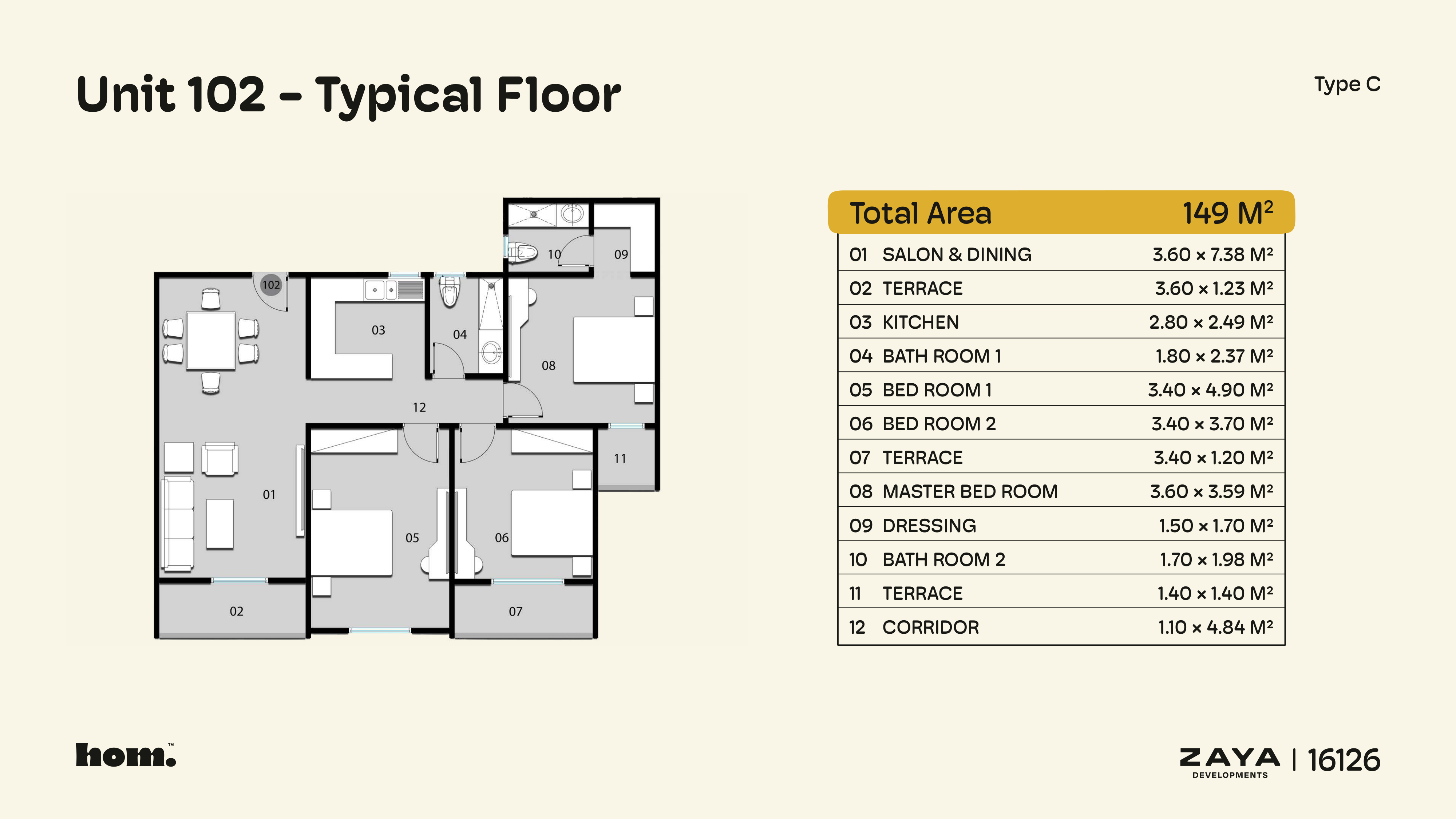 Floor plan for apartment at HOM