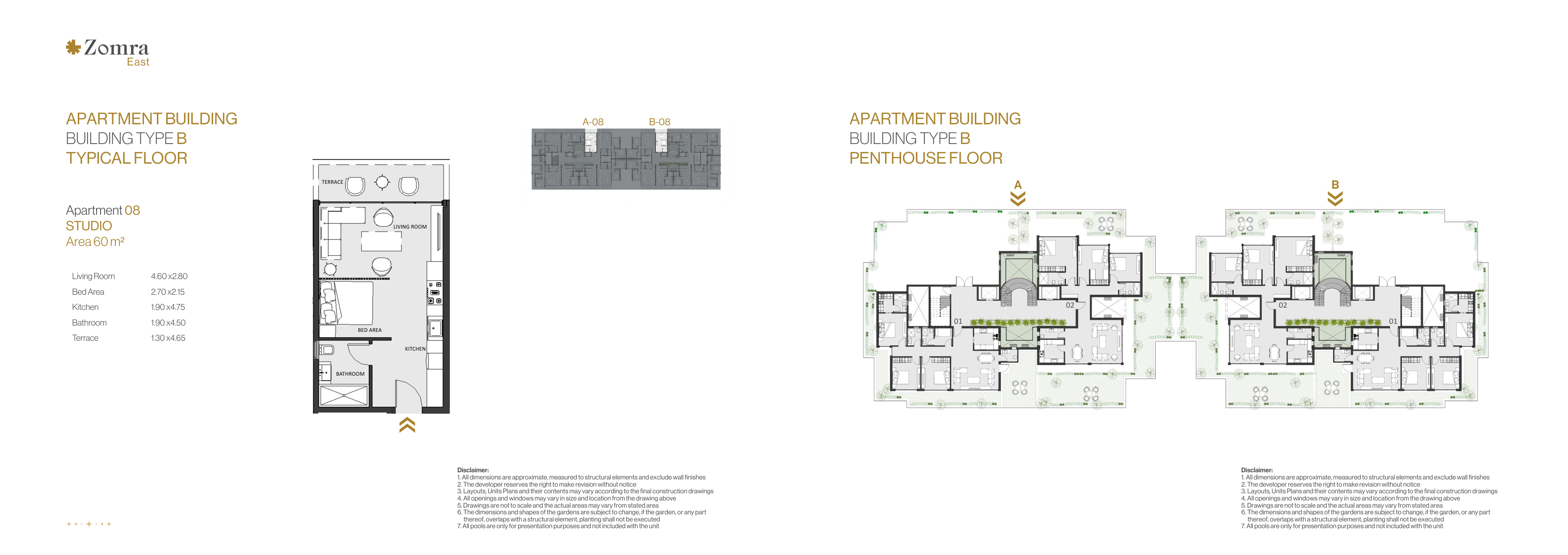 Floor plan for studio at Zomra East