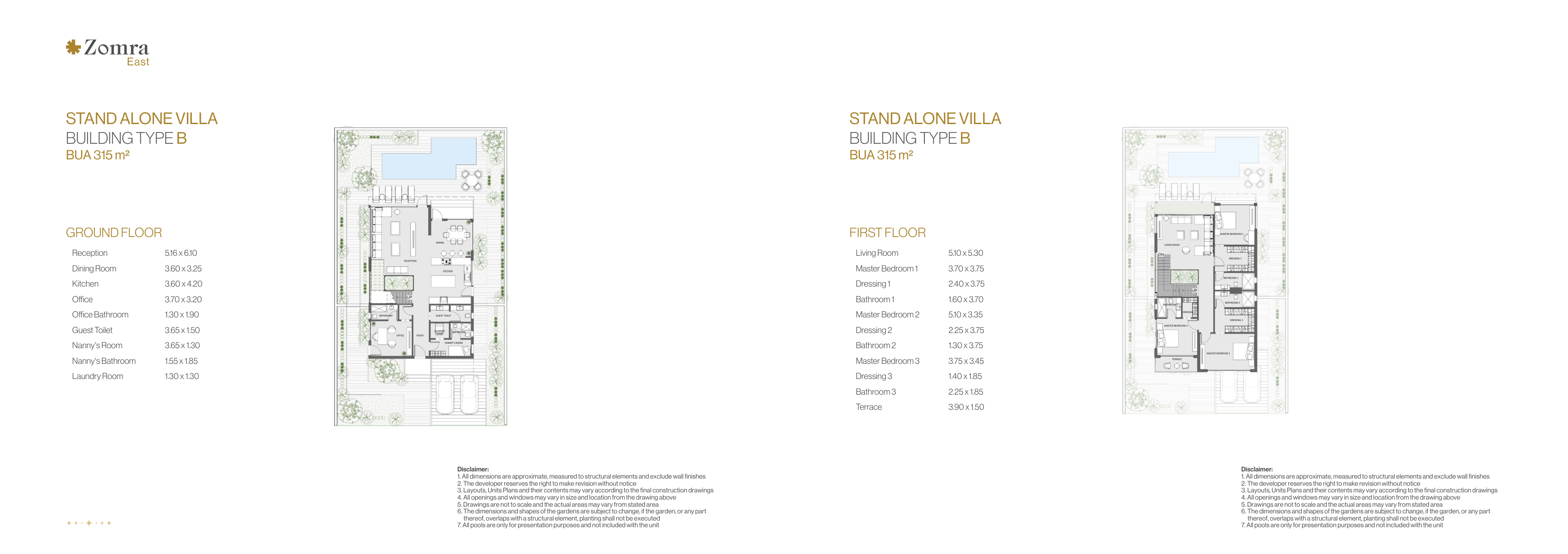 Floor plan for villa at Zomra East