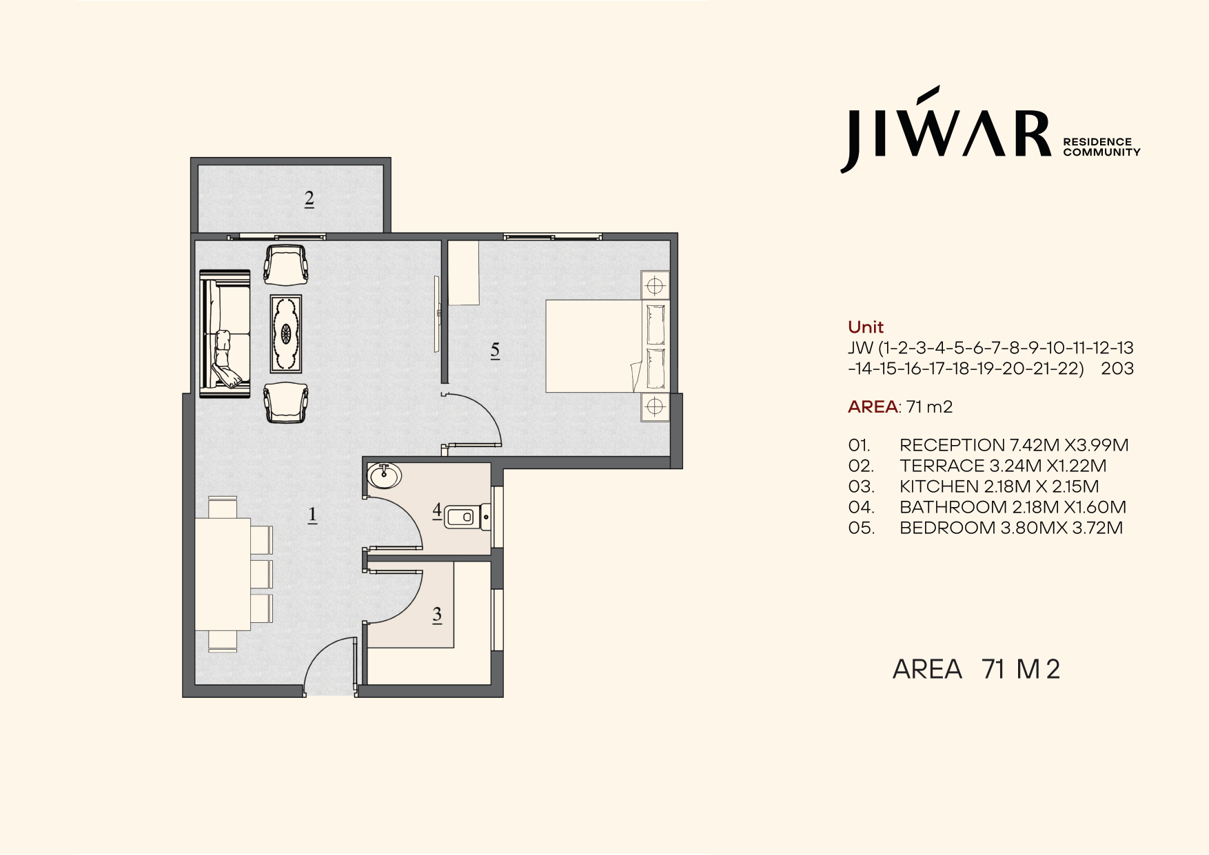 Floor plan for apartment at Jiwar