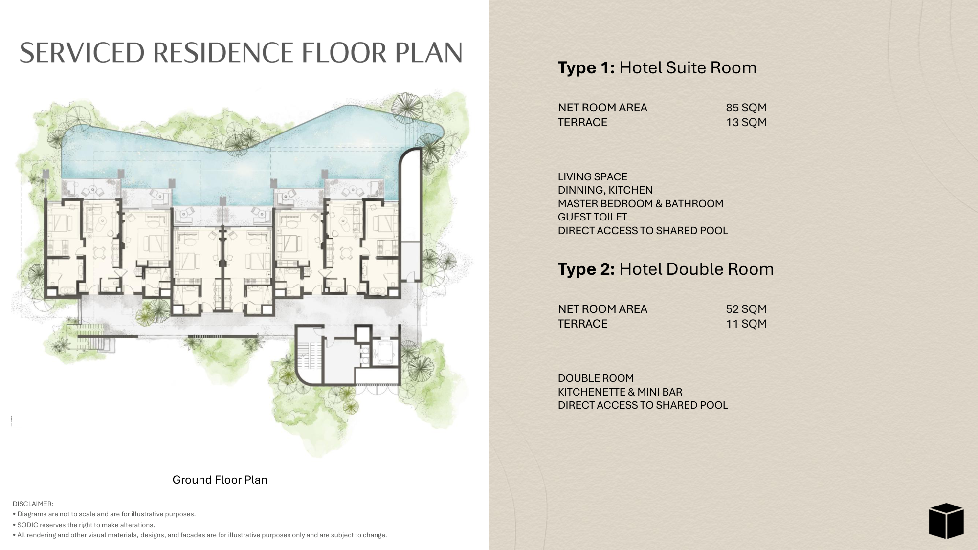 Floor plan for studio at Ogami Ras El Hekma