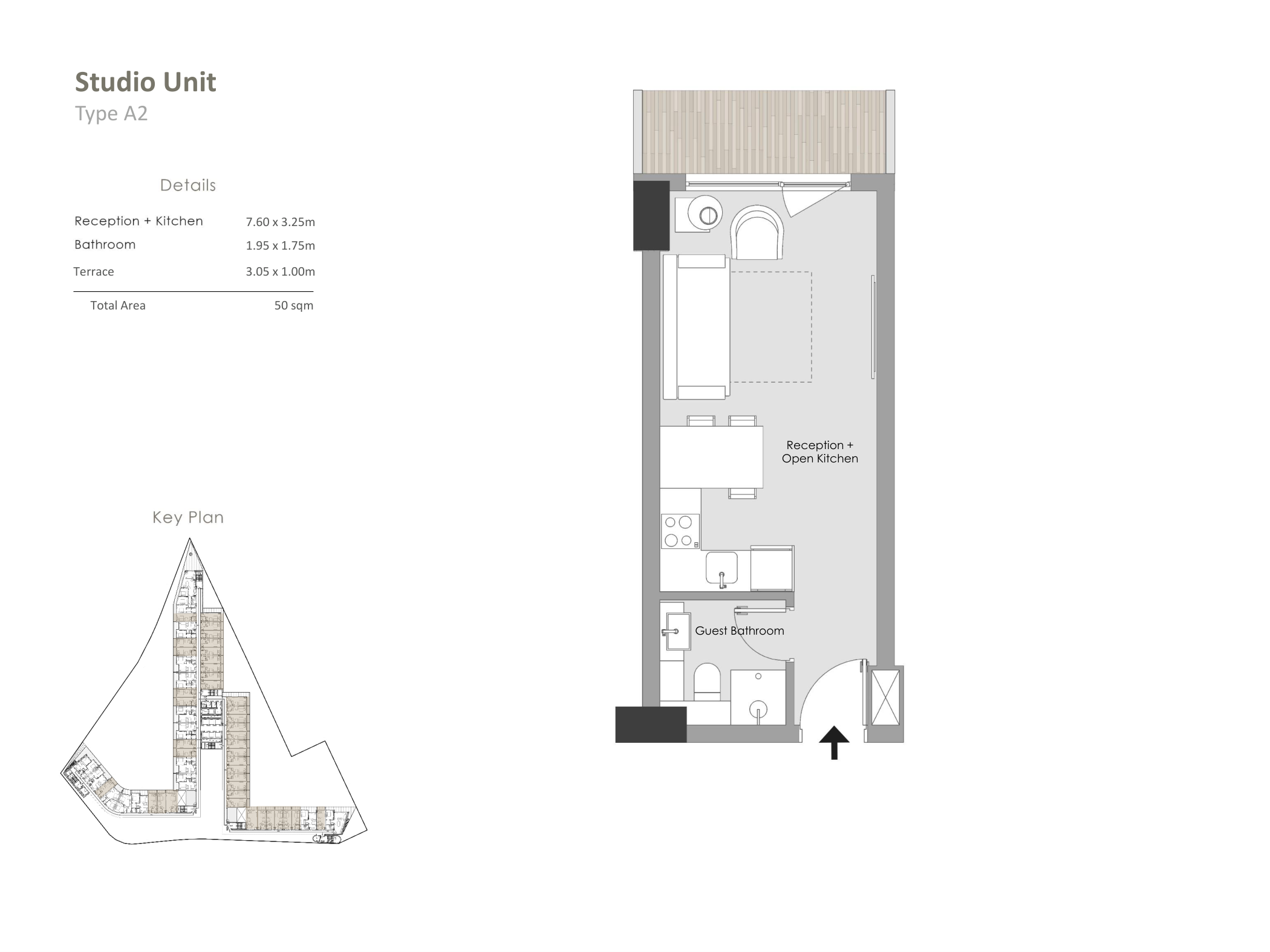Floor plan for studio at Il Monte Galala