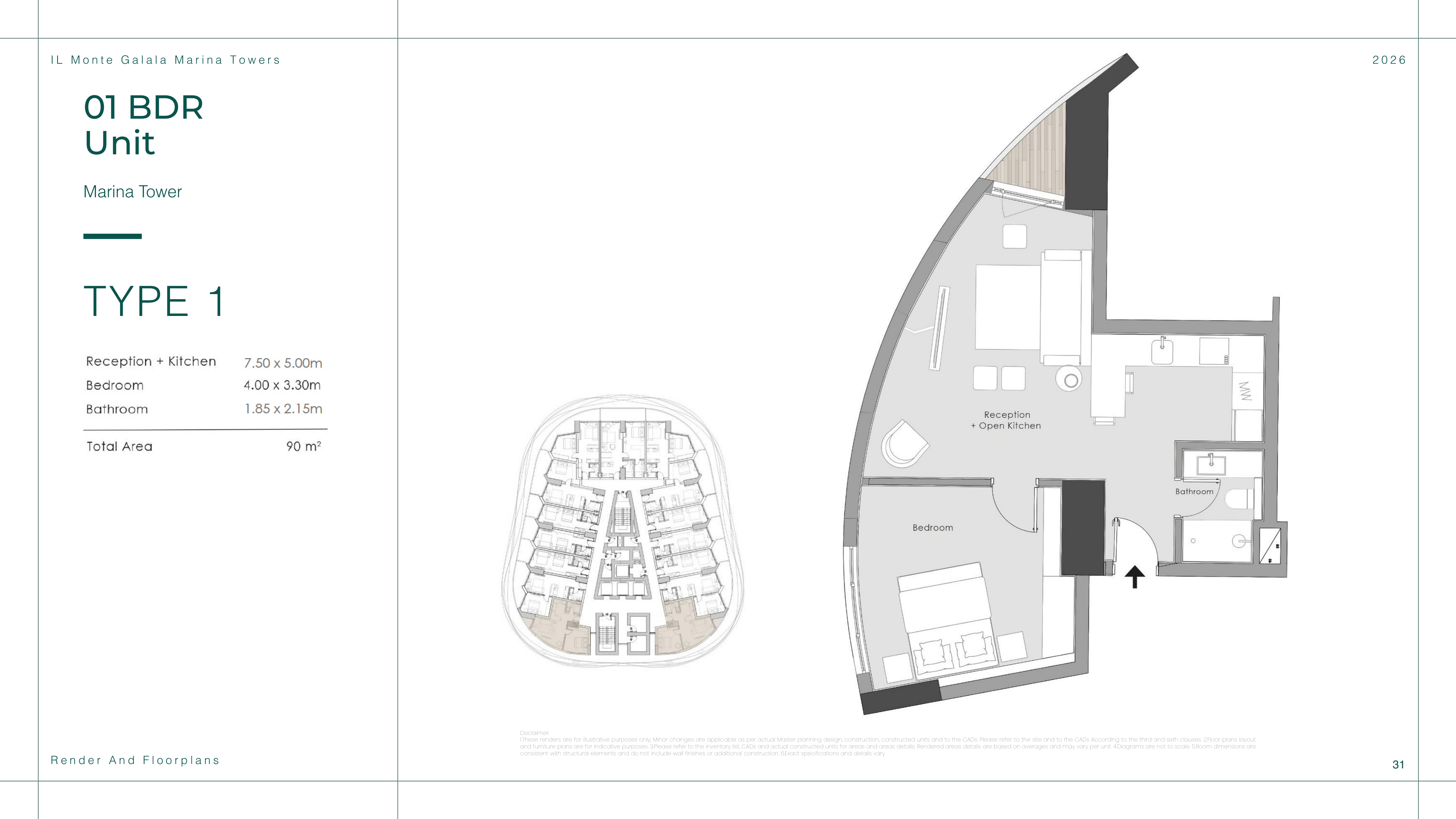 Floor plan for apartment at Il Monte Galala