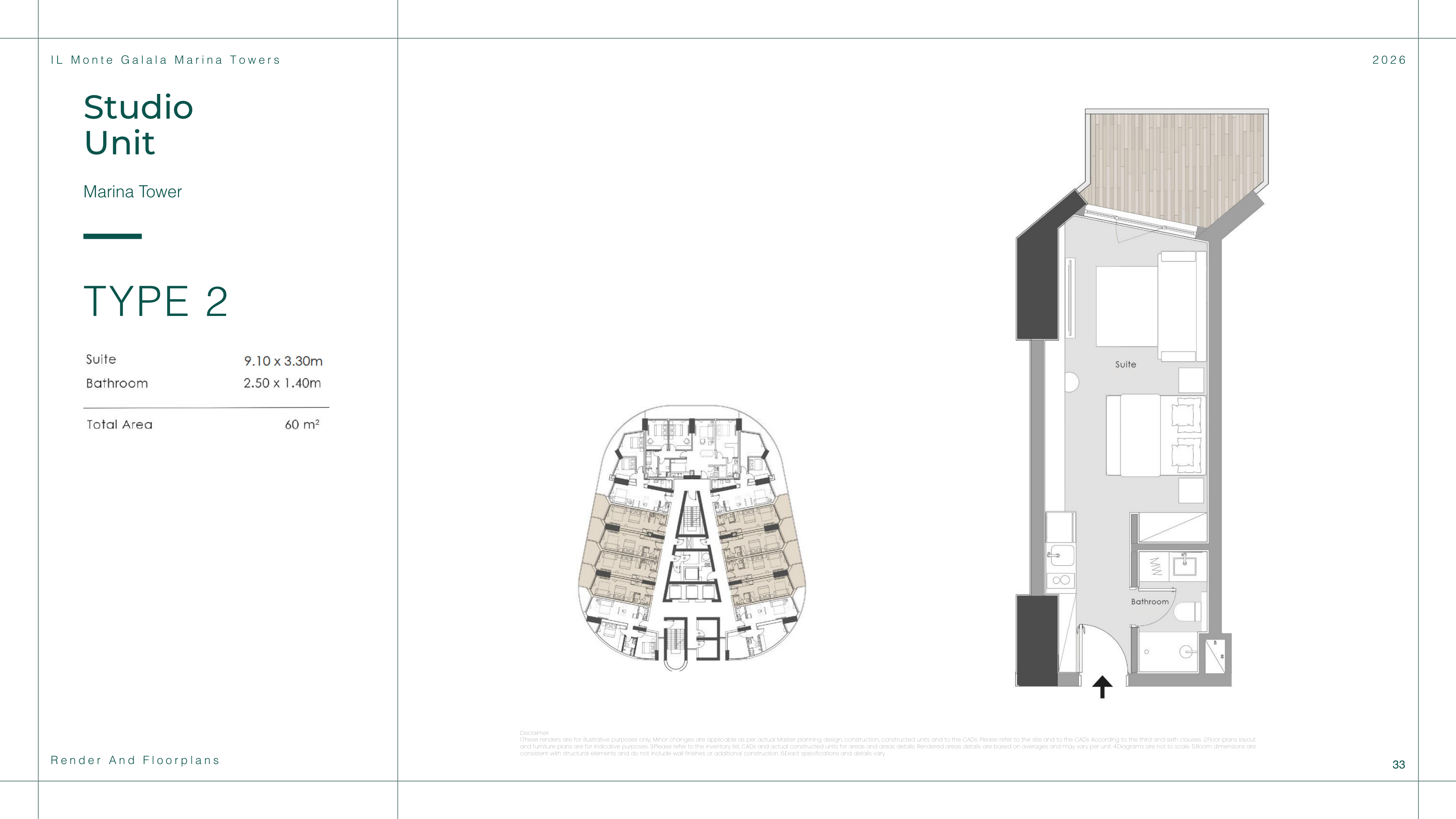 Floor plan for studio at Il Monte Galala
