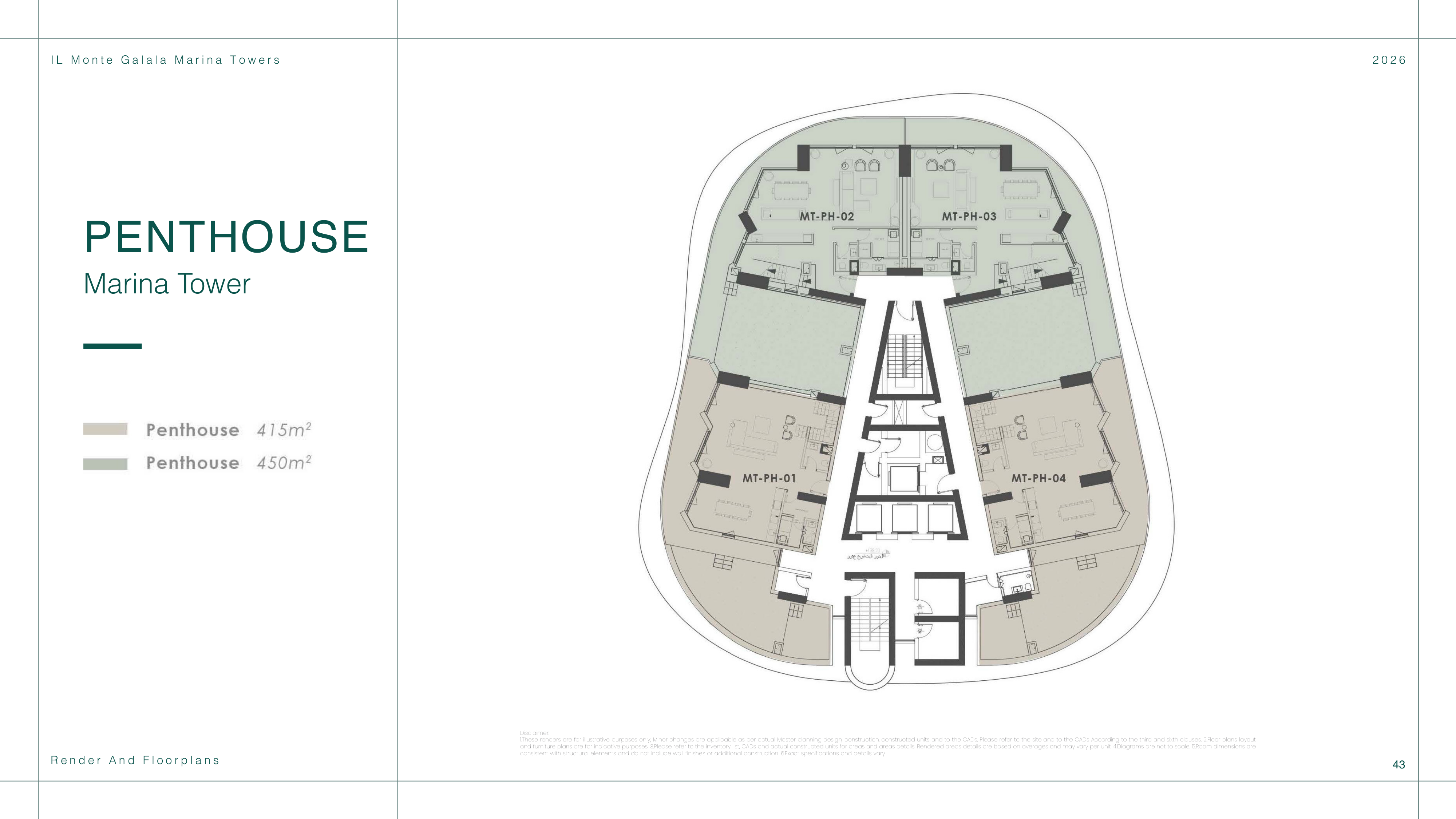 Floor plan for penthouse at Il Monte Galala