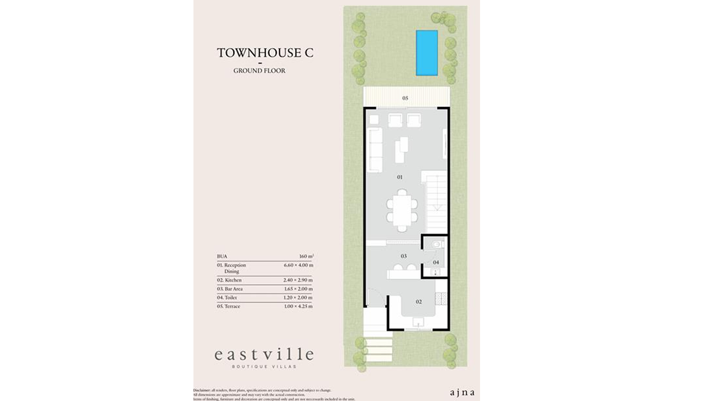 Floor plan for townhouse at Eastville