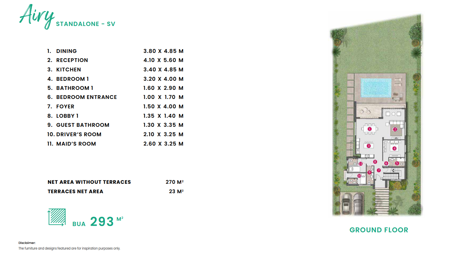 Floor plan for villa at Airy