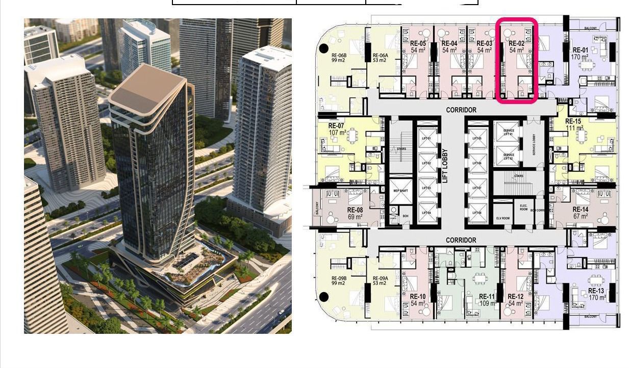 Floor plan for studio at 6ixty Iconic Tower
