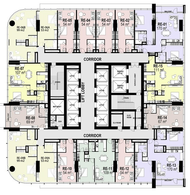 Floor plan for apartment at 6ixty Iconic Tower